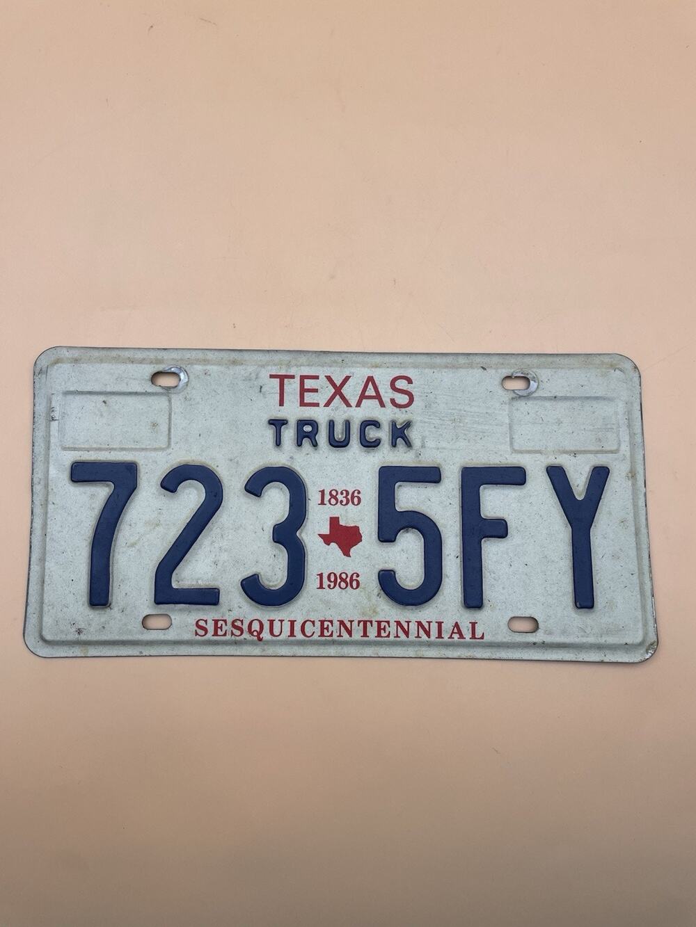 1986 Texas Sesquicentennial License Plate 723 5FY 150th Anniversary Lone Star